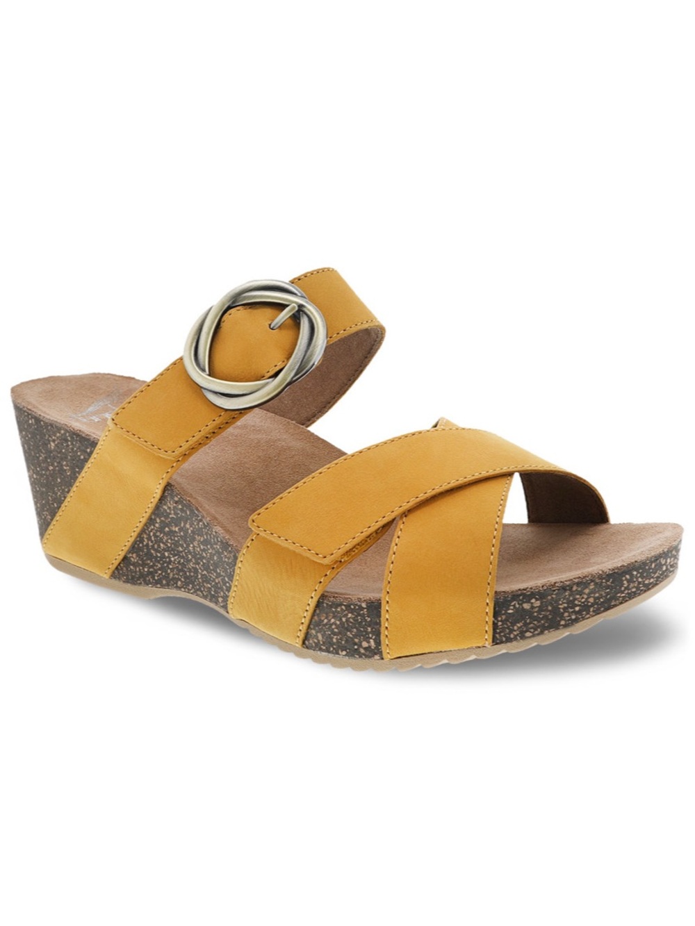 Dansko Susie Wedge Sandal Yellow Leather Arch Support Orthopedic Orthotic Resort